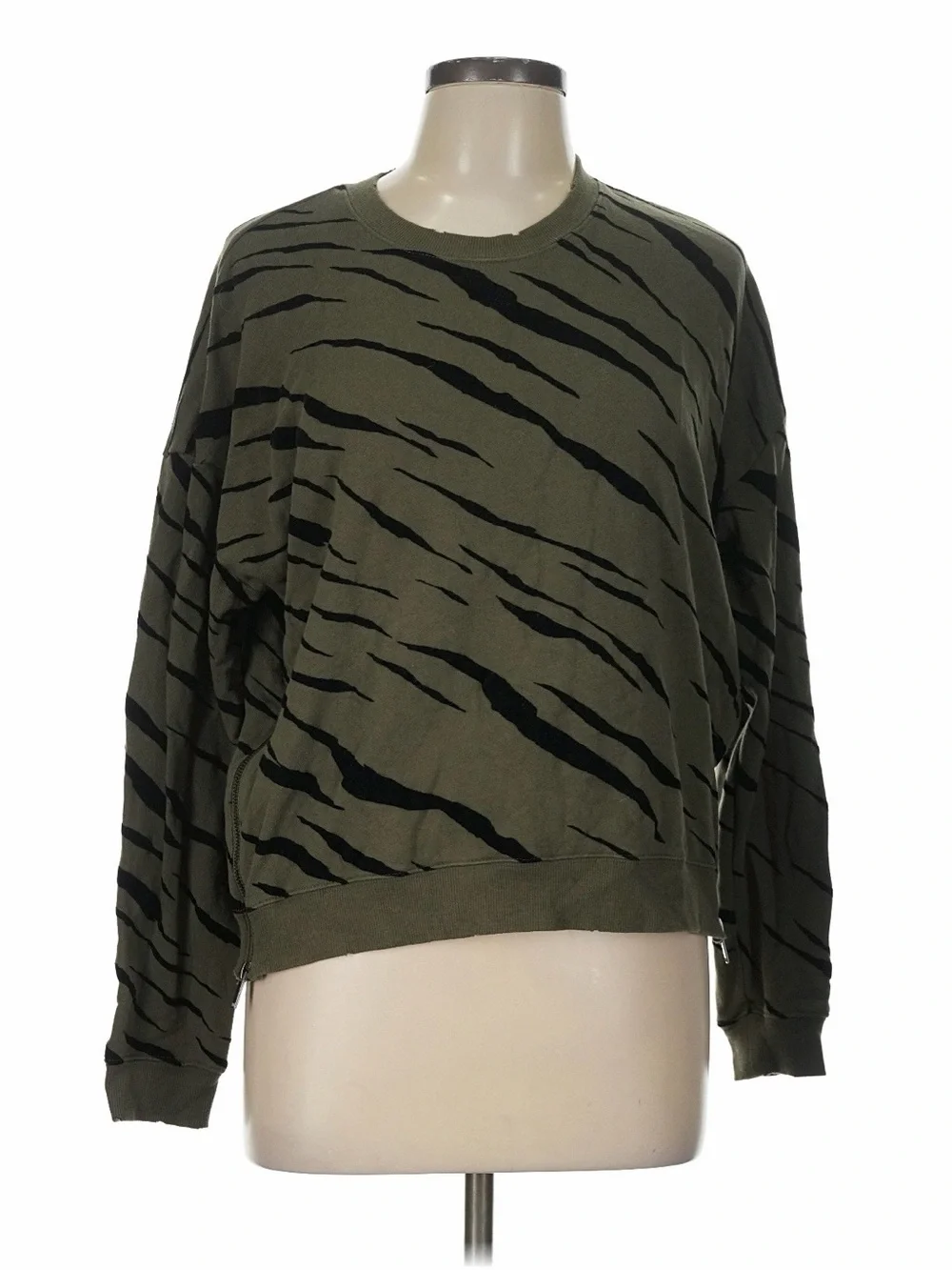 Rails Olive Green Tiger Stripe Pullover Sweatshirt